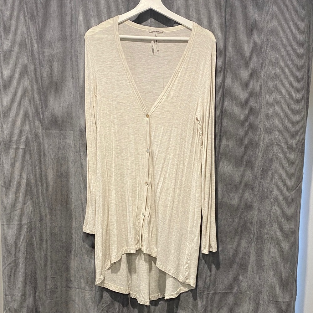 Stylish Cream Button-Down Long Women's Top